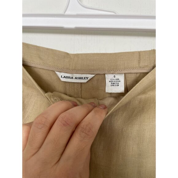 NWT Laura Ashley Summer Gold Latte Chino Pants Linen Trousers - Picture 5 of 9